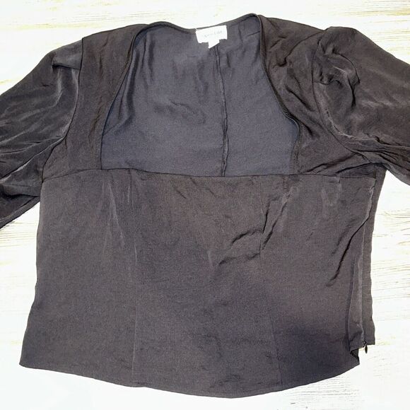 Open Edit Womens Square Neck Long Sleeve Crop Top Black Size XL. NWOT. P - Picture 1 of 9